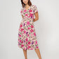 Vestido envelope midi perfeito Amiya da Leota para mulheres, rosa