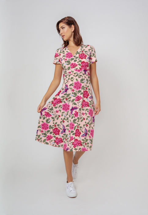Vestido envelope midi perfeito Amiya da Leota para mulheres, rosa