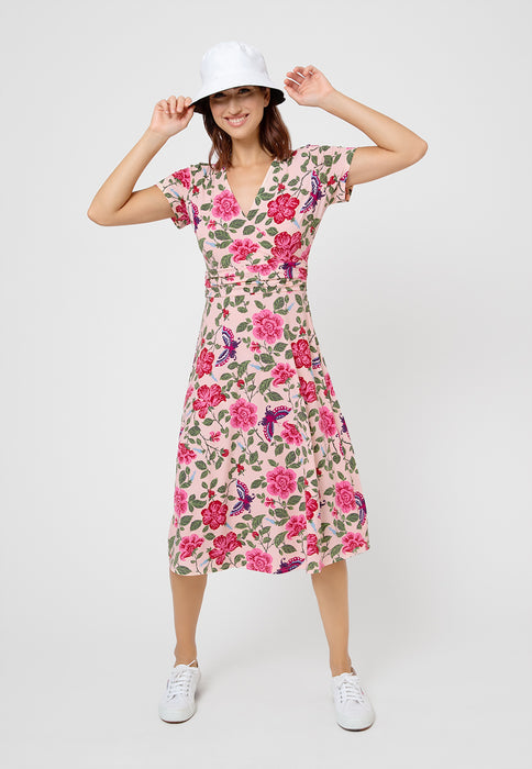 Vestido envelope midi perfeito Amiya da Leota para mulheres, rosa