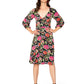 Vestido Leota Sweetheart Becca Garden Party Preto Multicolorido