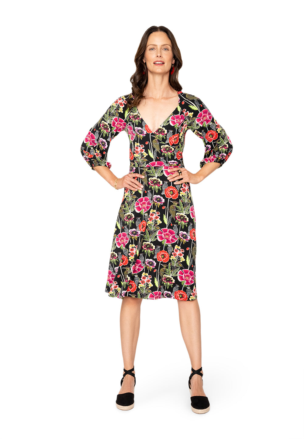Vestido Leota Sweetheart Becca Garden Party Preto Multicolorido