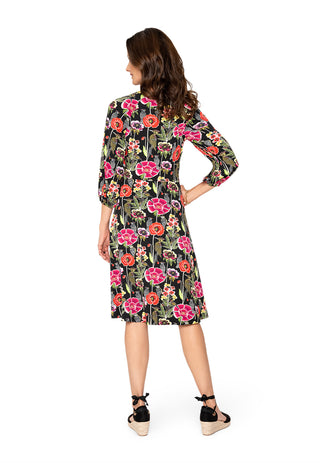 Vestido Leota Sweetheart Becca Garden Party Preto Multicolorido