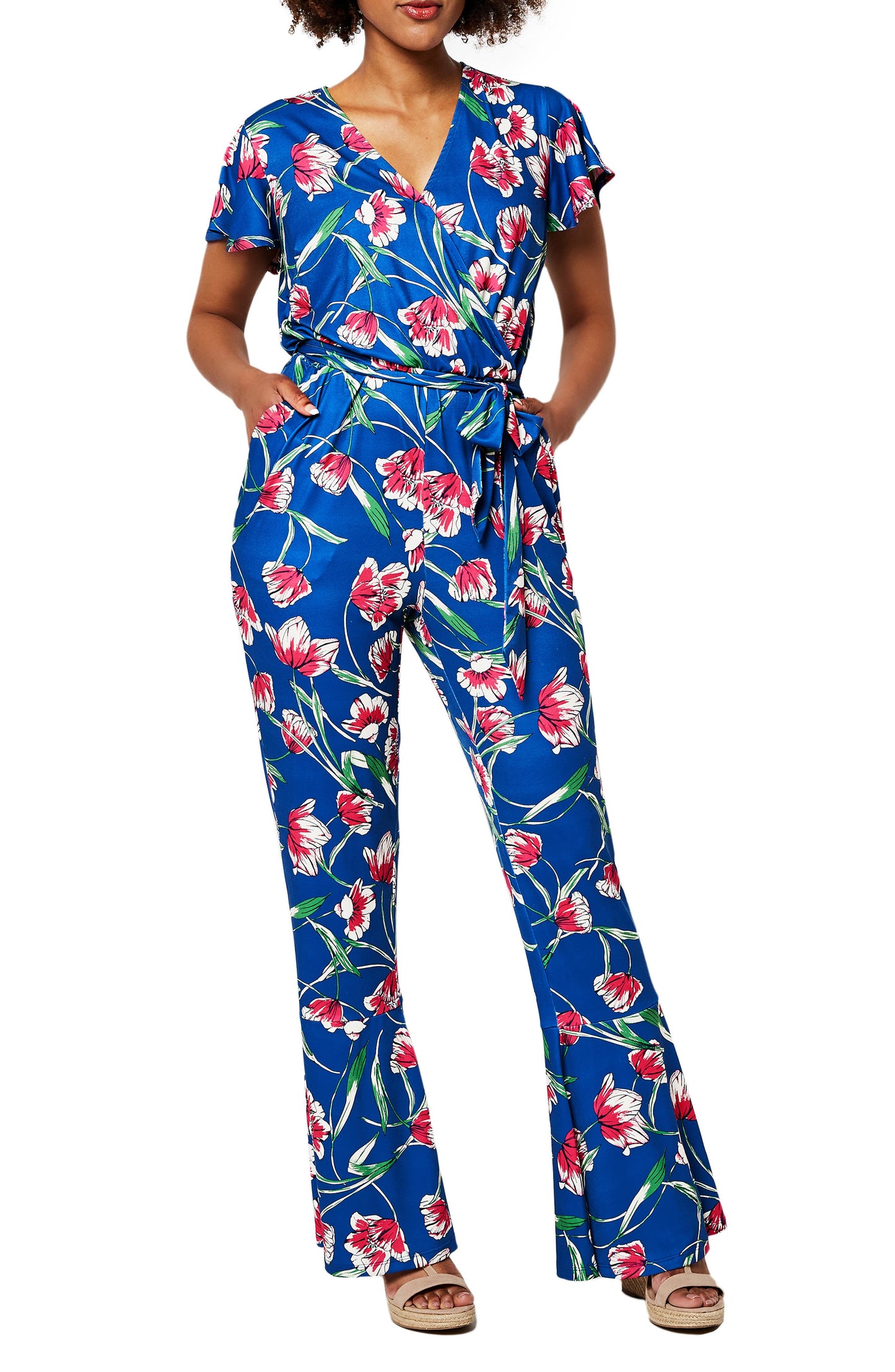 Macacão Leota Gabriella com amarração na cintura, tamanho pequeno, azul