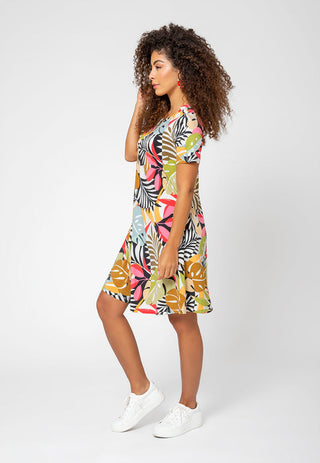 Vestido de malha de manga curta Maci feminino Leota, amarelo, tamanho X-G