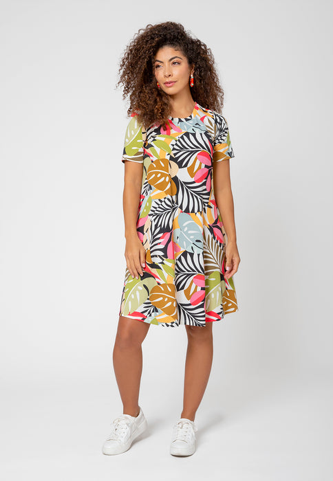 Vestido de malha de manga curta Maci feminino Leota, amarelo, tamanho X-G