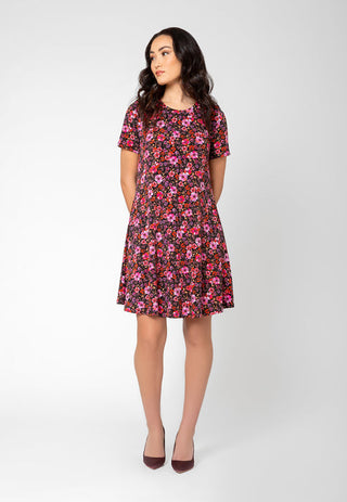 Vestido de malha de manga curta Maci feminino Leota roxo tamanho pequeno