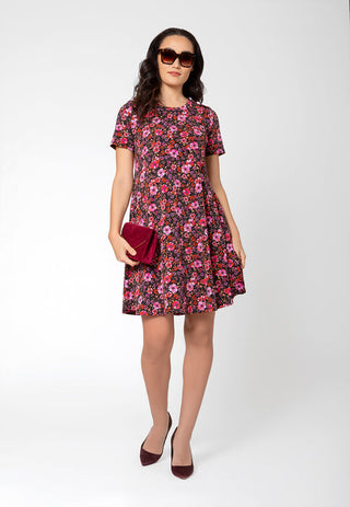 Vestido de malha de manga curta Maci feminino Leota roxo tamanho pequeno