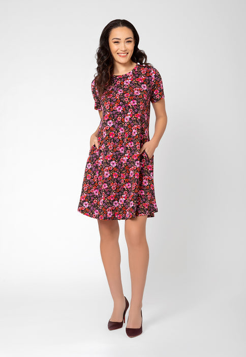 Vestido de malha de manga curta Maci feminino Leota, roxo, tamanho XX-G