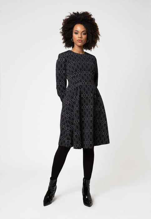 Vestido Lara In Diamond Lines Luxe Jacquard Azul Leota Feminino Tamanho Pequeno