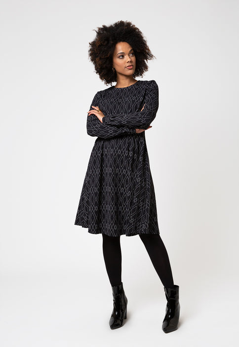 Vestido Lara In Diamond Lines Luxe Jacquard Azul Leota Feminino Tamanho Pequeno