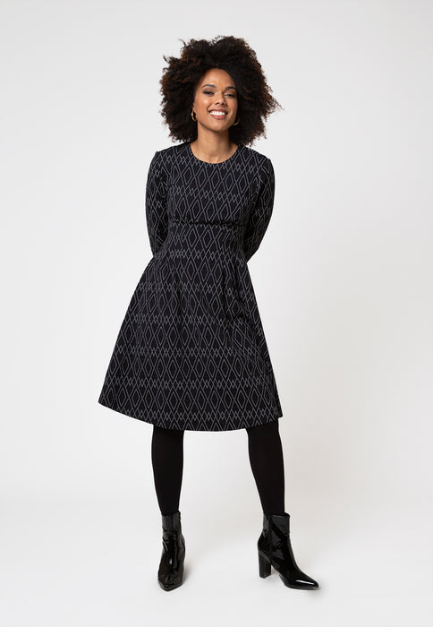 Vestido Lara In Diamond Lines Luxe Jacquard Azul Leota Feminino Tamanho Pequeno