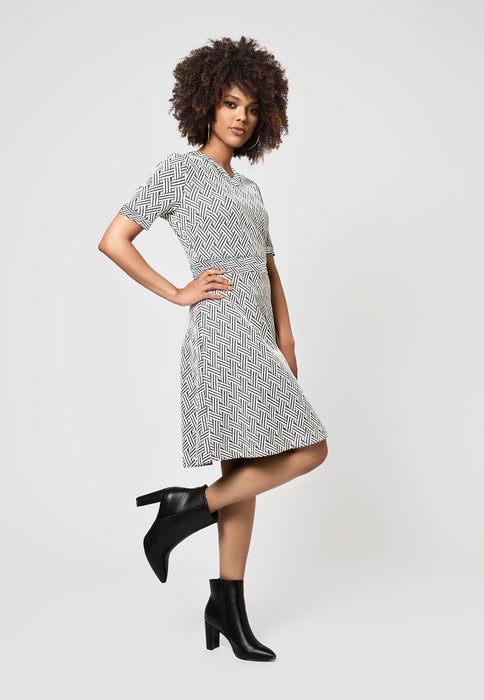 Vestido Lindsey In Ribbon Jacquard Cinza da Leota Feminino