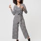 Macacão feminino Leota Kayla com estampa de chita, cinza, tamanho XX-G
