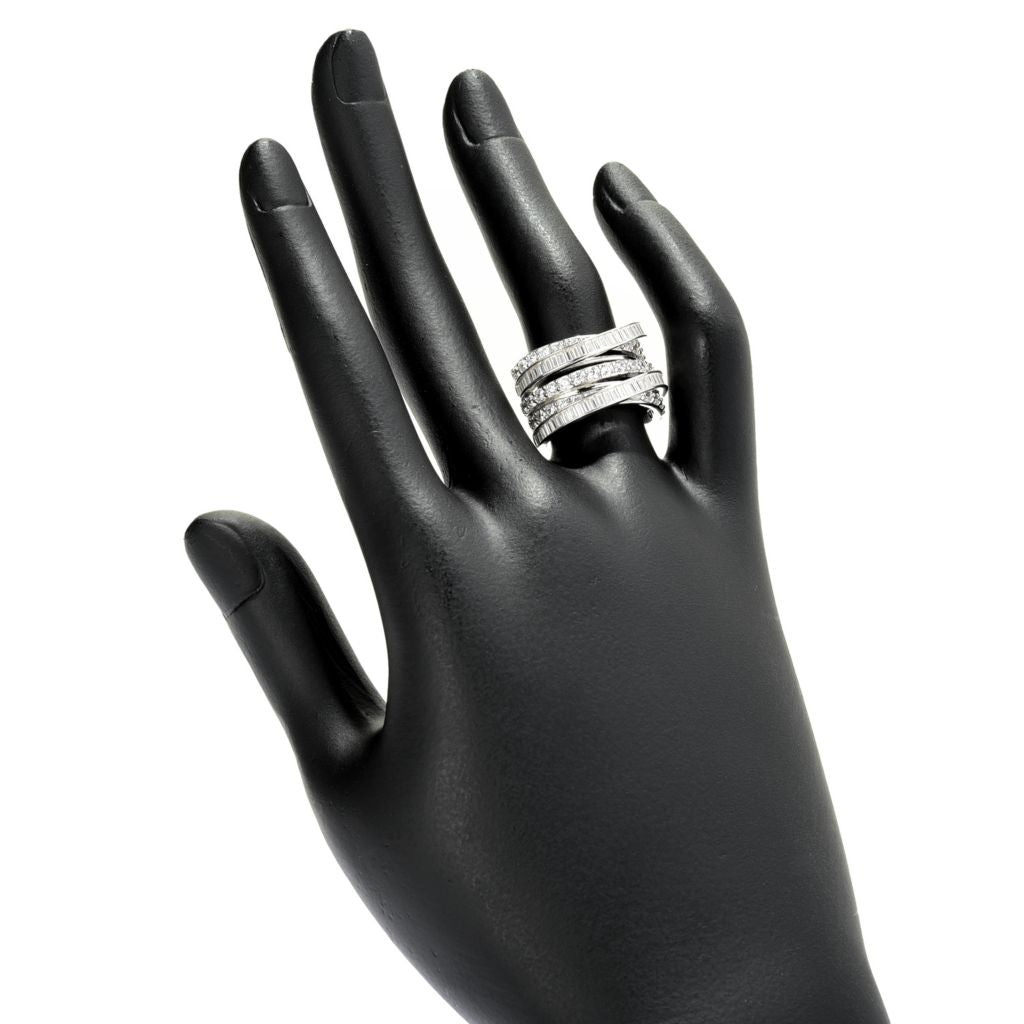 Anel de rodovia com 5 fileiras de diamante simulado 2,28 DEW banhado a platina brilhante