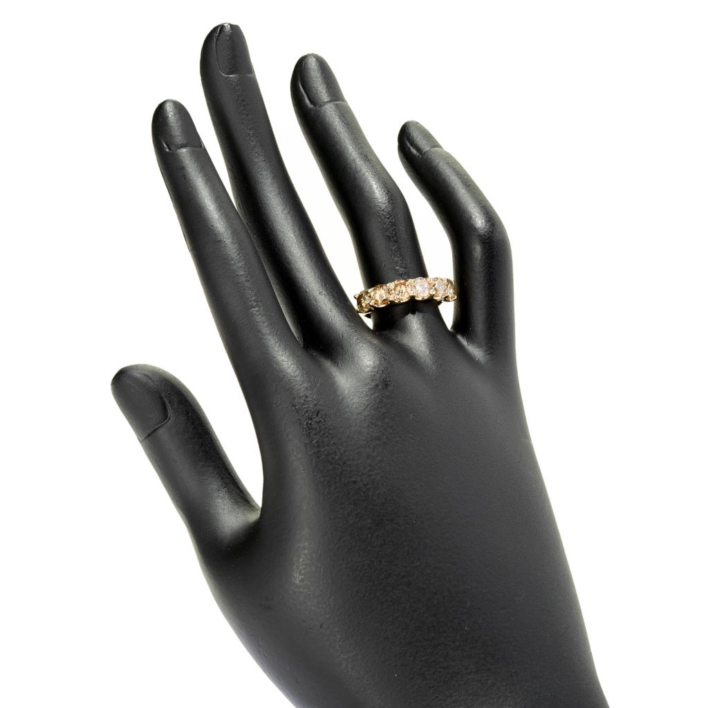 Anel Gems of Distinction em ouro 14K com diamantes champanhe de 2,10 quilates e 6 pedras