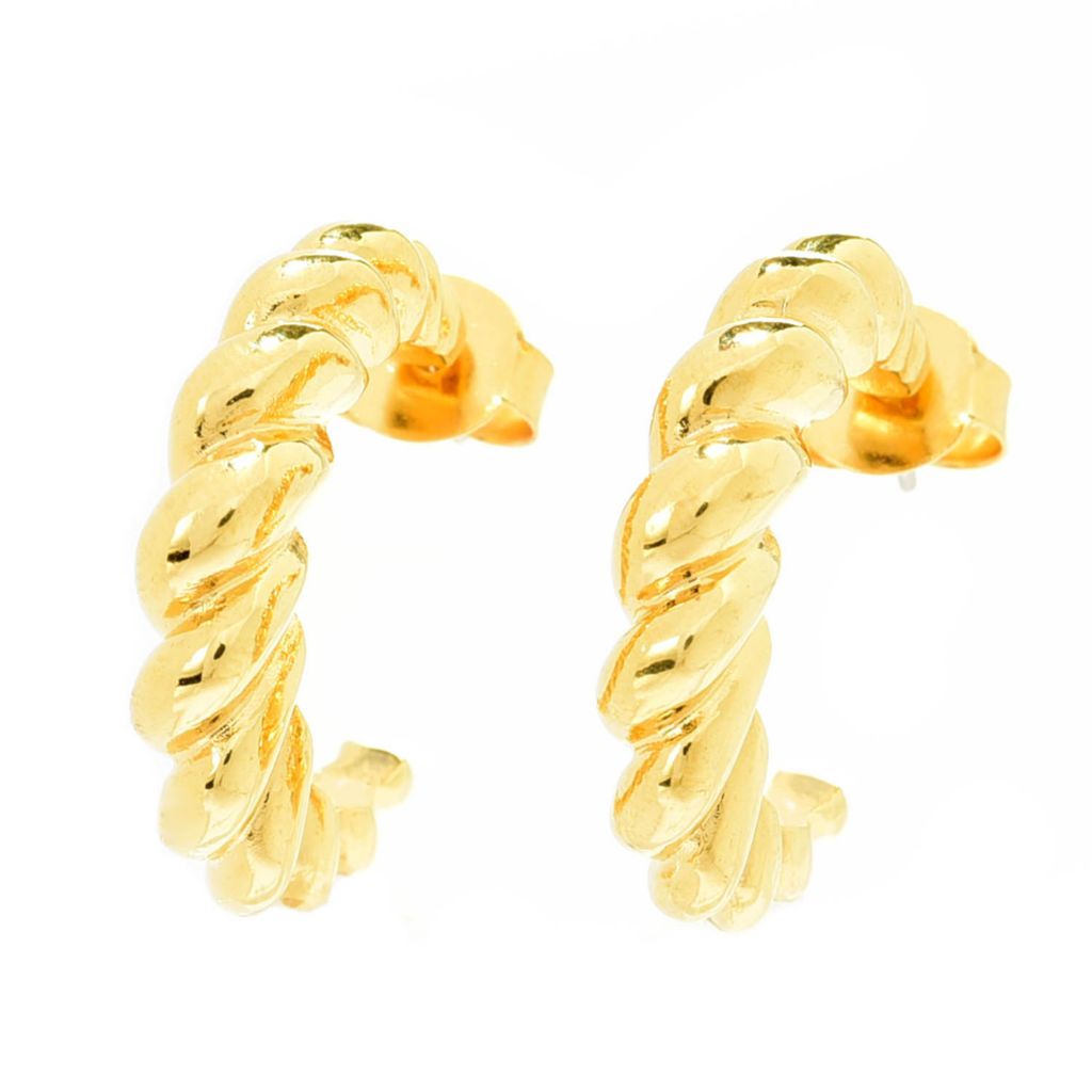 Brincos de argola MAYAMAR banhados a ouro 24K polidos em formato de crescente de 2,5 cm