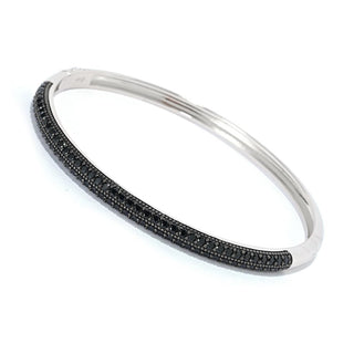 Pulseira articulada com pavê de pedras preciosas banhadas a platina