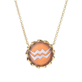 Cameo Italiano 18K Gold Plated Choice of Zodiac 15mm Shell Cameo Necklace