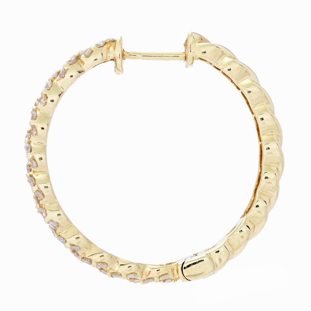 Brincos de argola com diamantes trançados em ouro 14K Gems of Distinction de 1,07 quilates