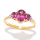 Anel Gem Treasures com 3 pedras de granada roxa e zircônia branca de 1,51 quilates