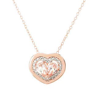 Gem Treasures 0.74ctw Morganite & Zircon Halo Heart Pendant