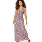 Vestido longo sem mangas Leota feminino, perfeito, com estampa de leopardo e pomba, branco