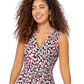 Vestido longo sem mangas Leota feminino, perfeito, com estampa de leopardo e pomba, branco