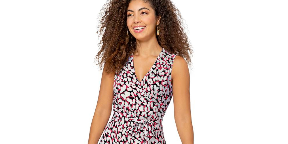 Vestido longo sem mangas Leota feminino, perfeito, com estampa de leopardo e pomba, branco