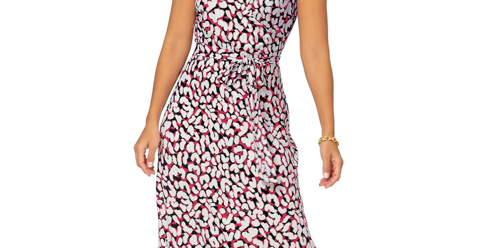 Vestido longo sem mangas Leota feminino, perfeito, com estampa de leopardo e pomba, branco