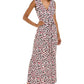 Vestido longo sem mangas Leota feminino, perfeito, com estampa de leopardo e pomba, branco