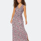 Vestido longo sem mangas Leota feminino, perfeito, com estampa de leopardo e pomba, branco