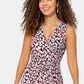 Vestido longo sem mangas Leota feminino, perfeito, com estampa de leopardo e pomba, branco