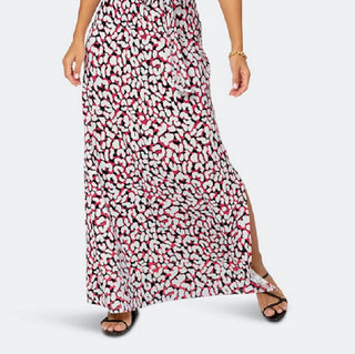 Vestido longo sem mangas Leota feminino, perfeito, com estampa de leopardo e pomba, branco