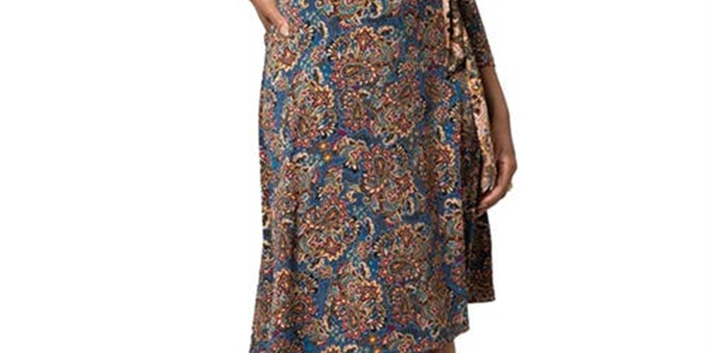 Vestido envelope floral feminino Leota azul tamanho G