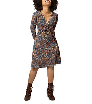 Leota Banded Perfect Wrap Dress Blue Size XXL
