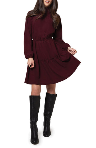 Vestido feminino Leota verde oliva manga longa vermelho tamanho XX-G