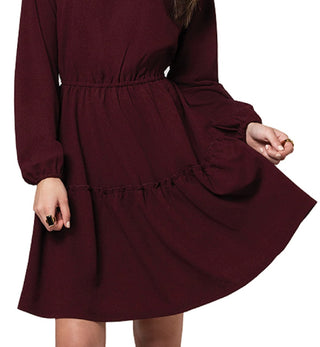 Vestido feminino Leota verde oliva manga longa vermelho tamanho XX-G