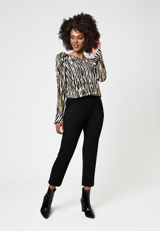 Leota Feminino Inky Zebra Jennifer Top Preto Tamanho P