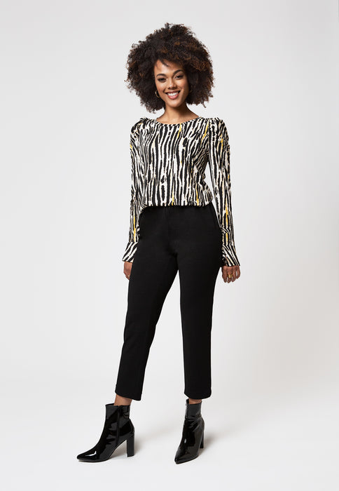 Leota Feminino Inky Zebra Jennifer Top Preto Tamanho P