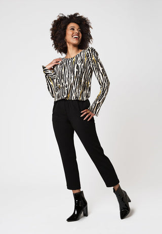 Top Jennifer em Preto Inky Zebra Tamanho G