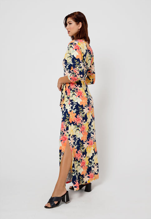 Vestido longo envelope perfeito feminino Leota amarelo