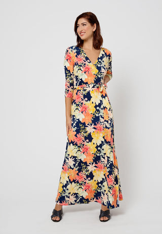 Vestido longo envelope perfeito feminino Leota azul tamanho médio