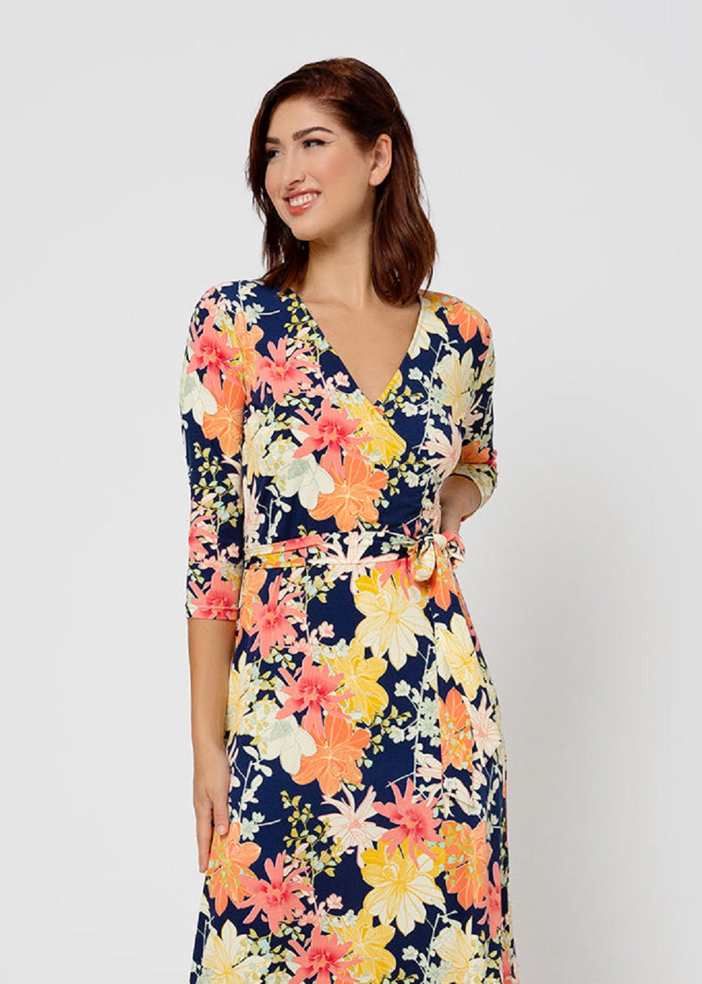 Vestido longo envelope perfeito feminino Leota azul tamanho médio