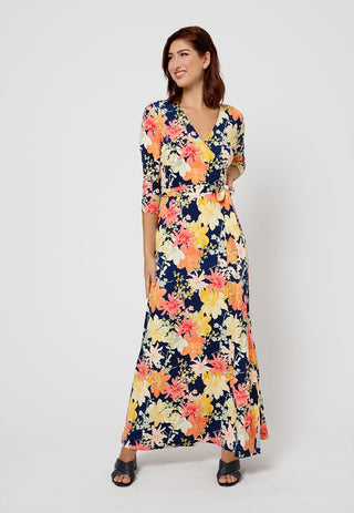 Vestido longo feminino Leota Perfect Wrap azul tamanho X-Large
