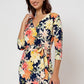 Vestido longo feminino Leota Perfect Wrap azul tamanho X-S