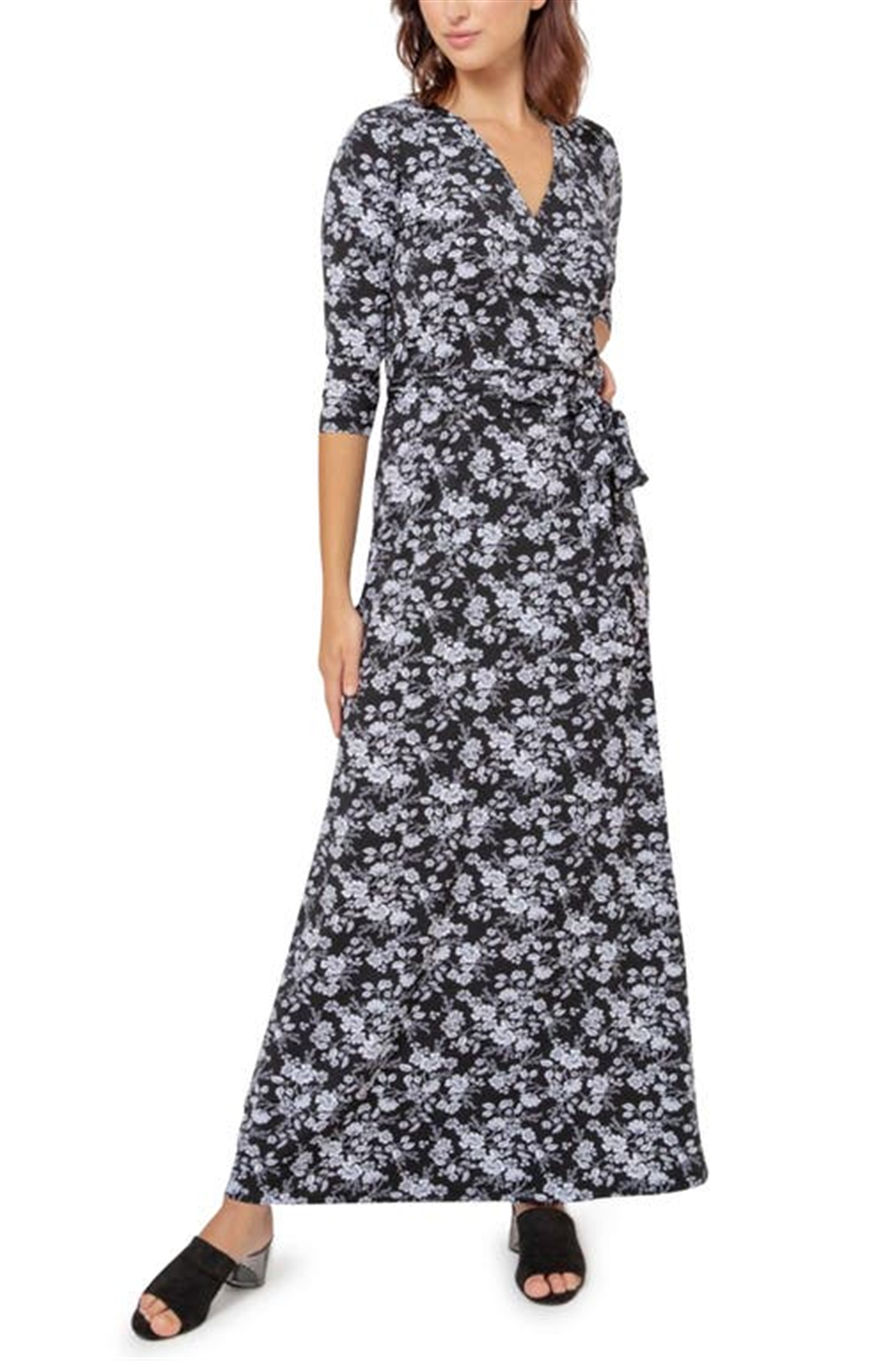Vestido longo envelope perfeito feminino Leota, preto, tamanho pequeno