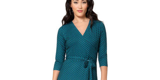 Vestido longo feminino Leota Perfect Wrap verde tamanho P