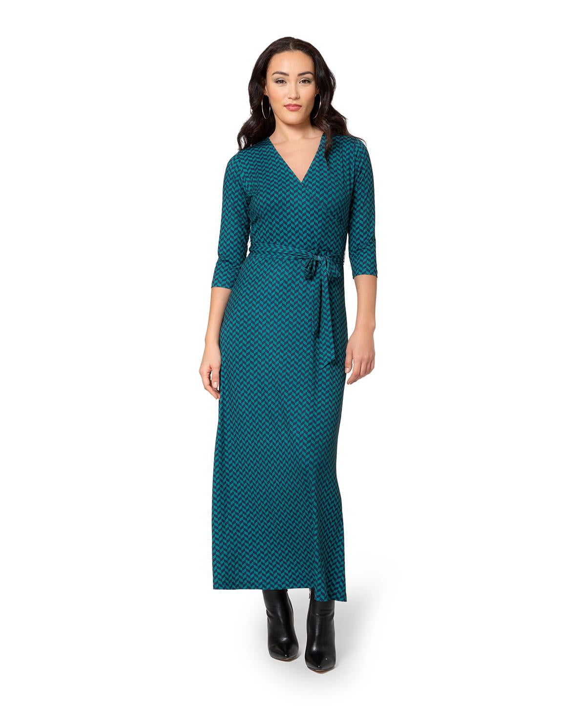 Vestido longo feminino Leota Perfect Wrap azul tamanho M