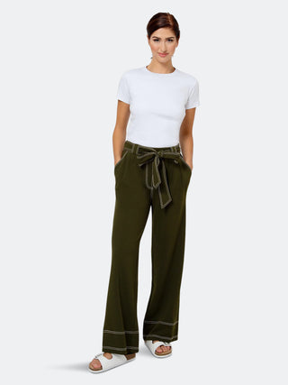 Calça Aubrey Leota Feminina em Cor Sólida Kalamata Média Verde Lord &amp; Taylor Tamanho M