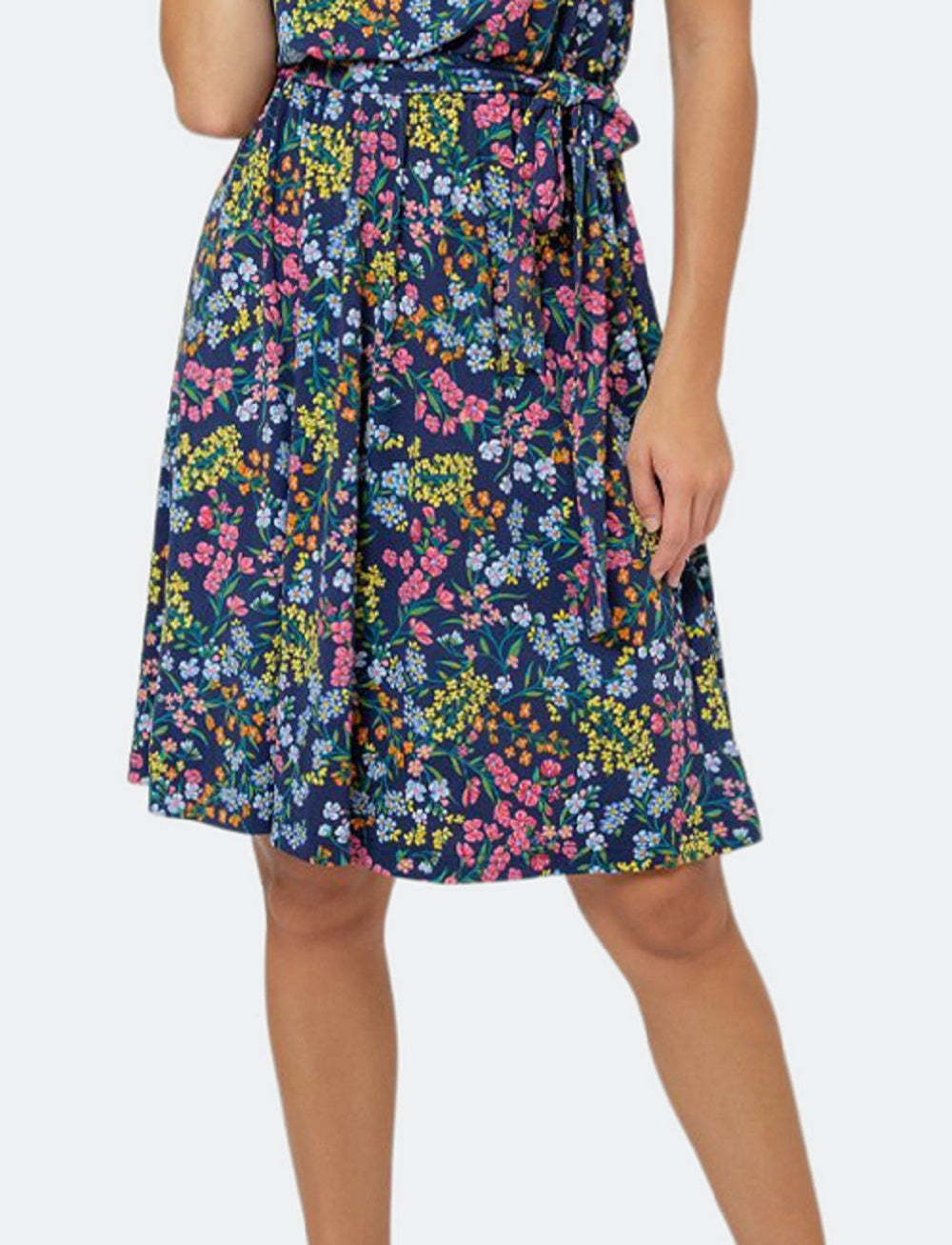 Vestido sem mangas com estampa floral Isla da Leota para mulheres, azul, tamanho pequeno
